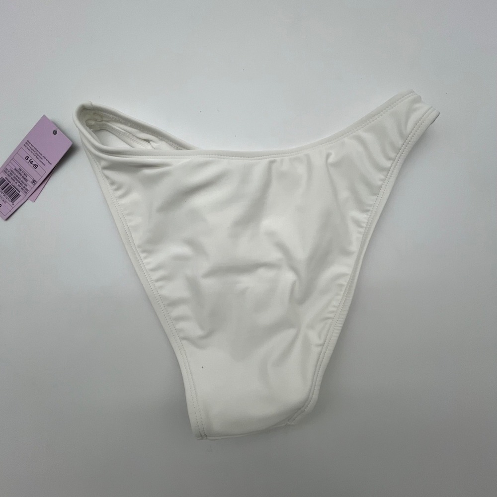 Wild Fable White High Leg Bikini Bottom Small S 4-6 NWT
